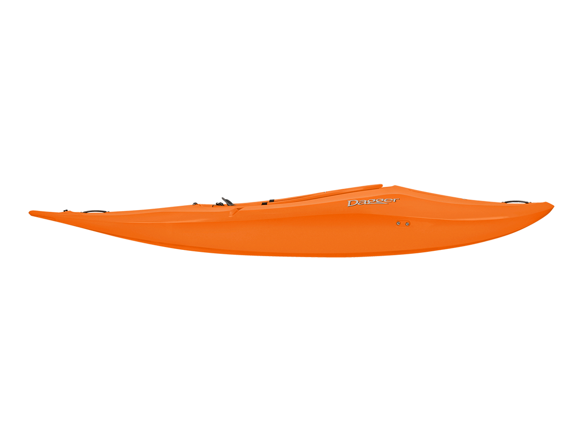 Radical Rider Dagger Axiom Orange Whitewater Kayak Side View