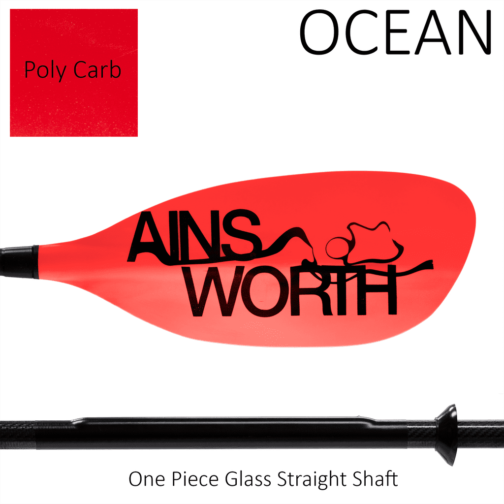 Radical Rider Ainsworth Ocean Poly Carbonate Paddle Red One Piece Glass Straight Shaft Paddle