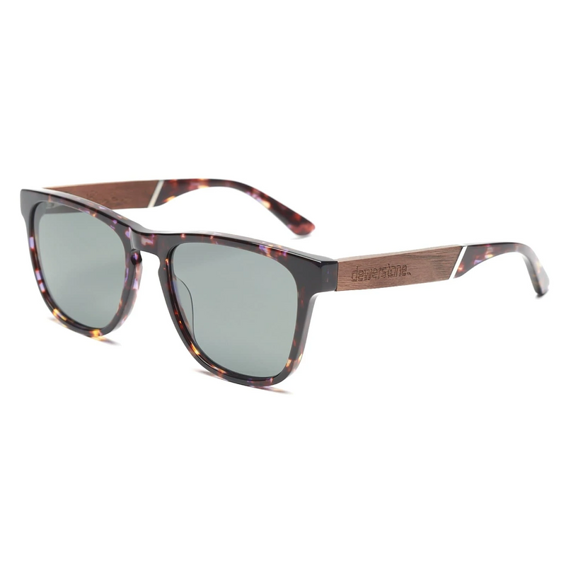 Dewerstone Bantham Wood & Acetate Polarized Sunglasses - Rainbow Marble